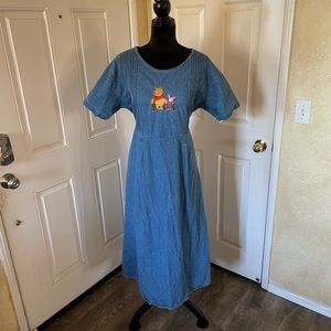 VINTAGE Winnie The Pooh Maxi Denim Dress